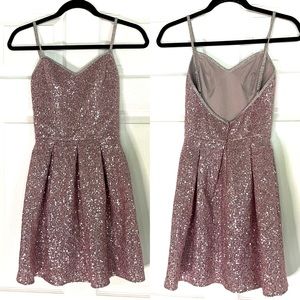 Dress Population Dress XS Xsmall Pink Silver Low Back Mini Sequin Cocktail Party